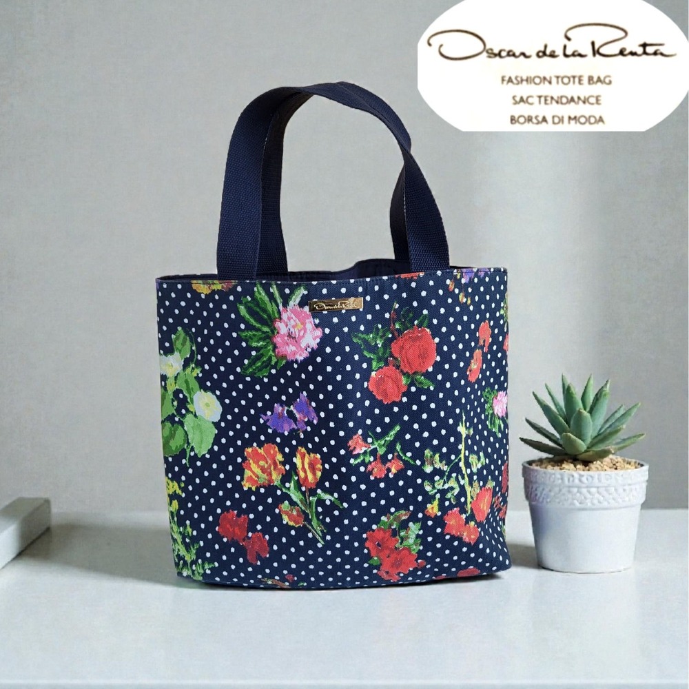 Oscar de La Renta | Floral Polka Dot Canvas Tote‎ Bag